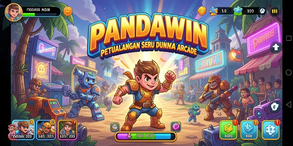 Screenshot PANDAWIN menampilkan aksi seru dalam gameplay arcade.